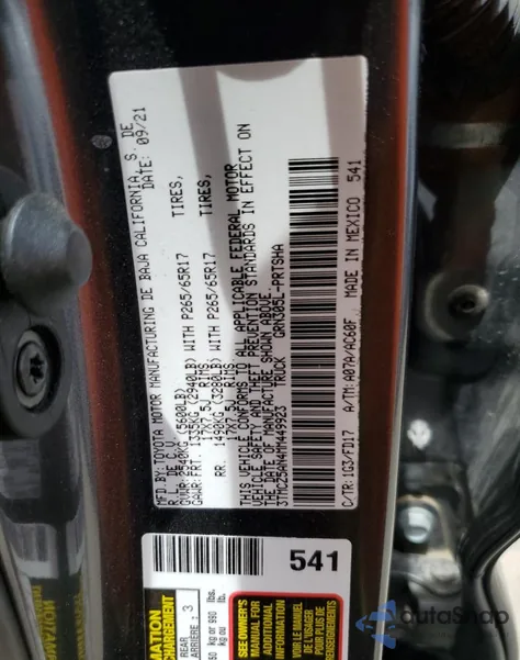 2021 Toyota Tacoma Double Cab from USA, damaged, VIN 3TMCZ5AN4MM449923